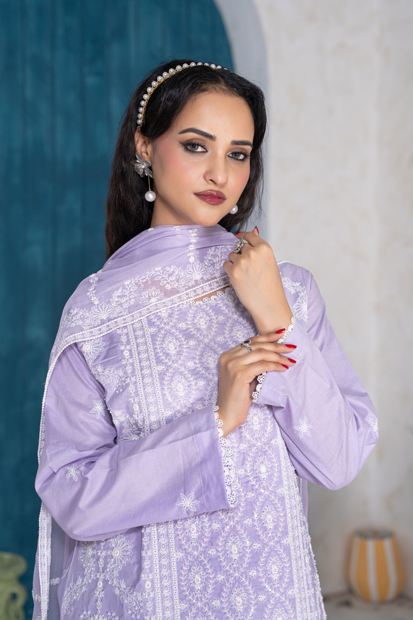 Lilac Luxe – 3Pc Stitched Embellished Lawn Suit