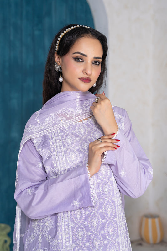 Lilac Luxe – 3Pc Stitched Embellished Lawn Suit
