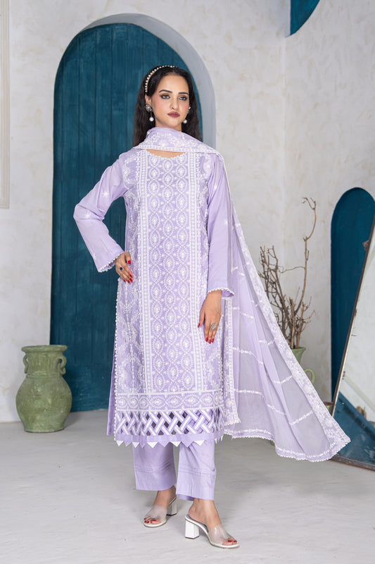 Lilac Luxe – 3Pc Stitched Embellished Lawn Suit